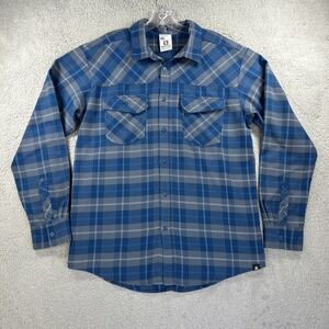 Salomon Shirt Mens Medium Blue Plaid Flannel Rugged Lumberjack‎ Cabincore Camp
